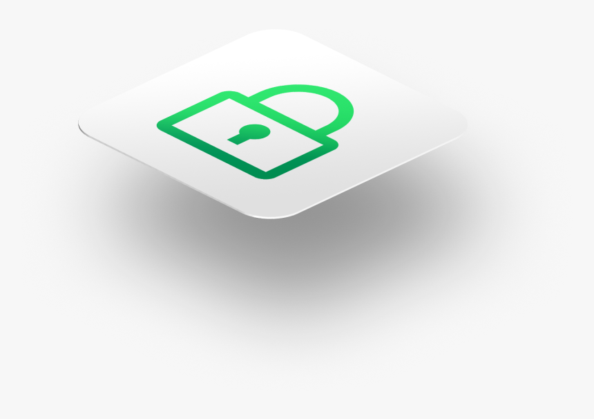 White Tile With Green Lock Icon - Sign, HD Png Download