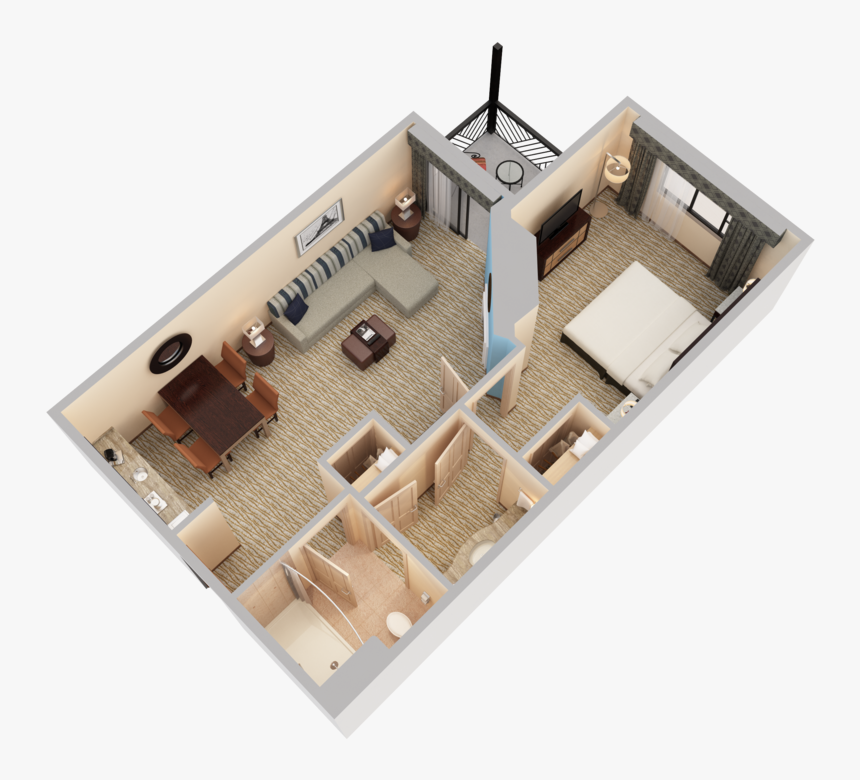 Fireplace 3d Floor Plan, HD Png Download