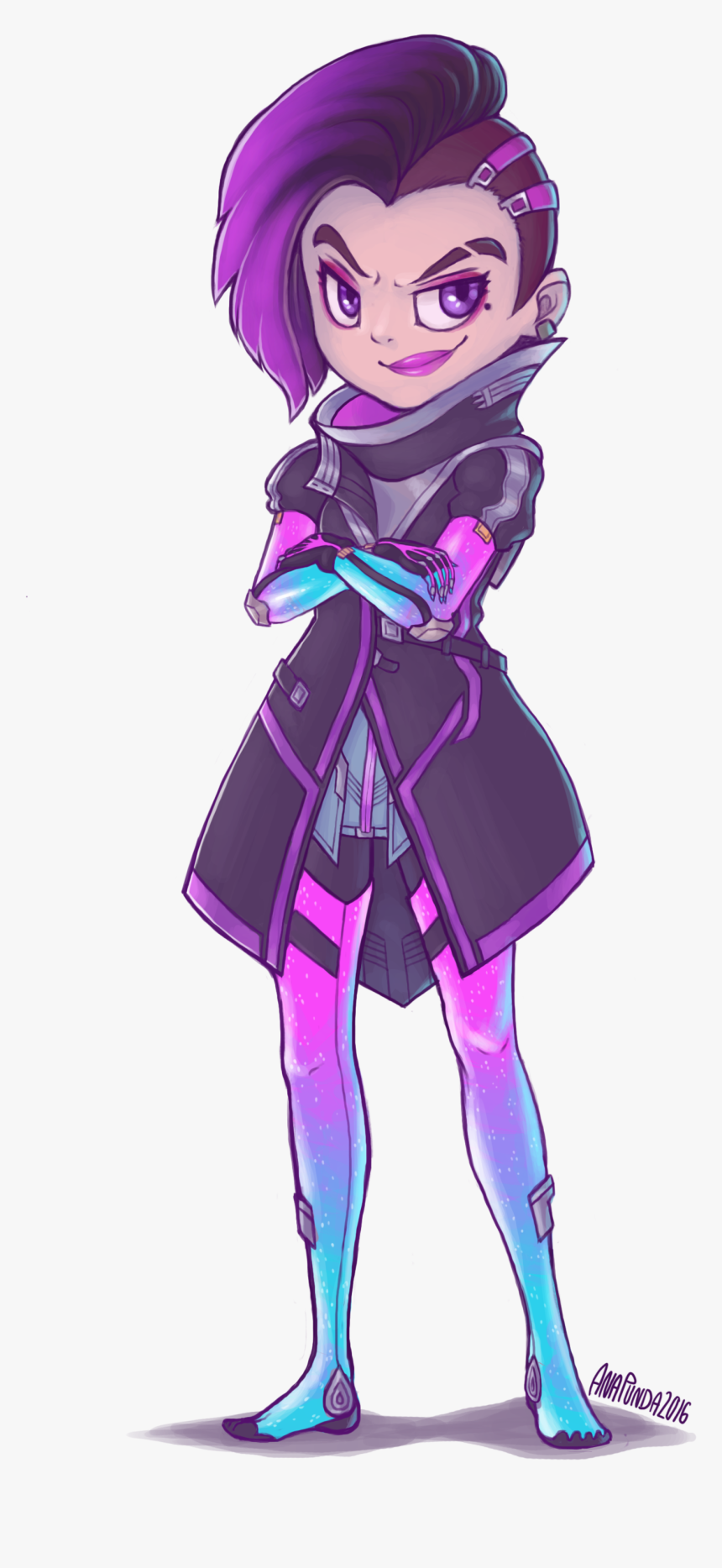 Fan Art Cute Here - Sombra Overwatch Fanart Chibi, HD Png Download