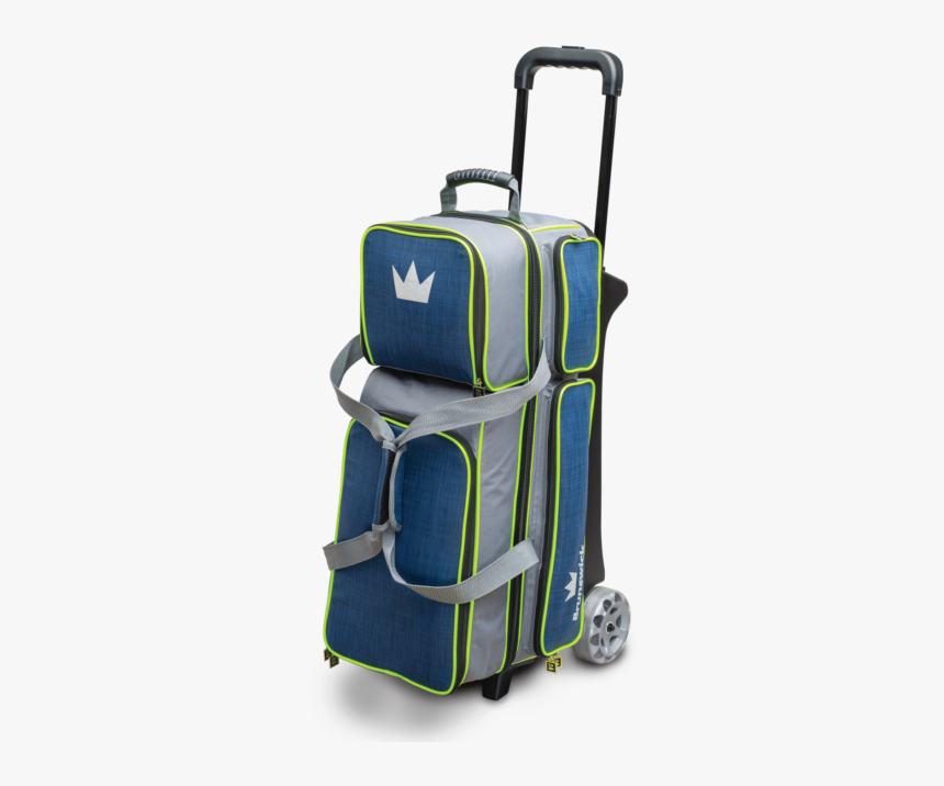 59 Br3400 018 Crown Deluxe Triple Roller Navy Lime - Brunswick Crown Deluxe Triple Roller Bowling Bag, HD Png Download