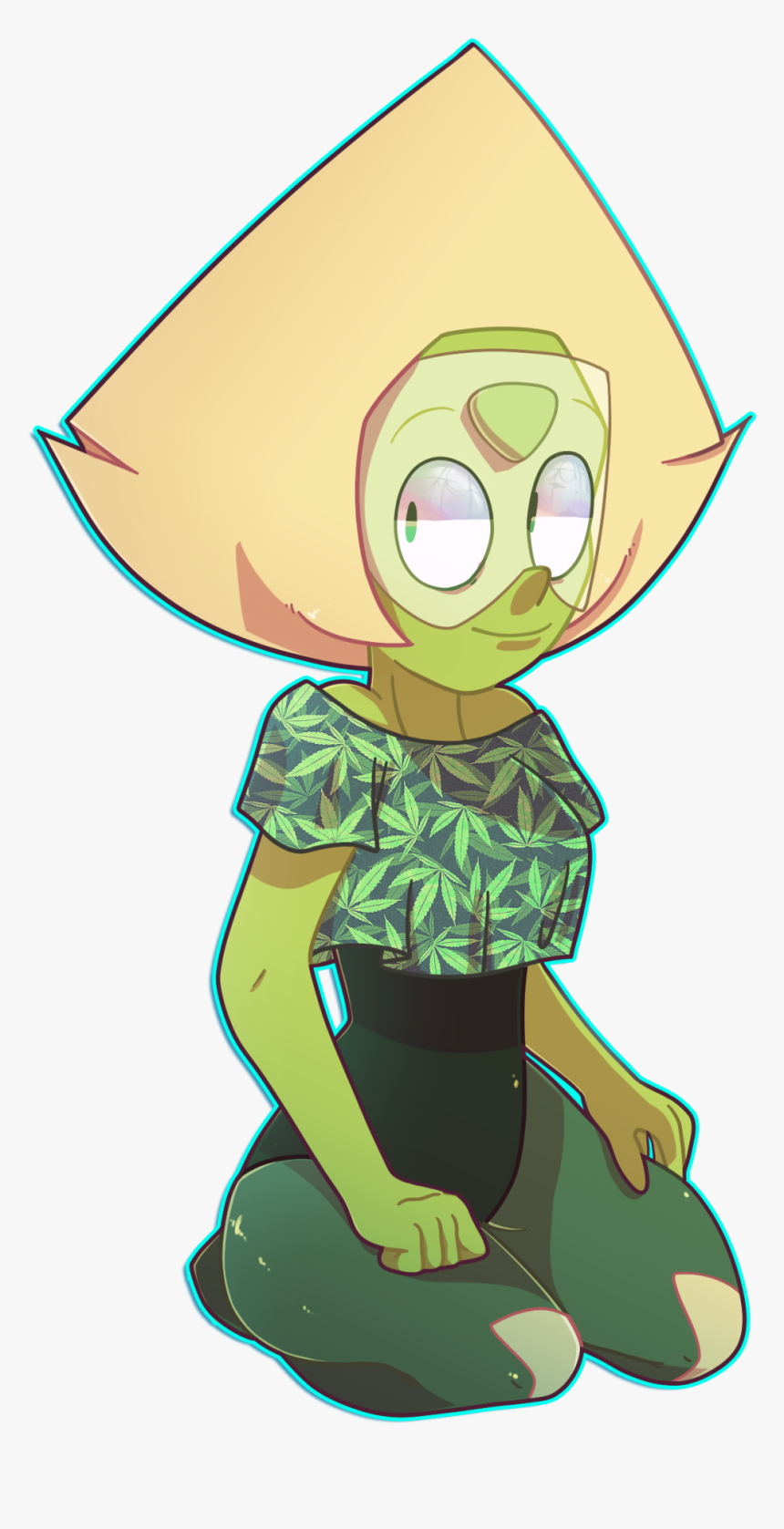 Green Clothing Nose Fictional Character Head Cartoon - Peridot Marijuana Steven Universe, HD Png Download