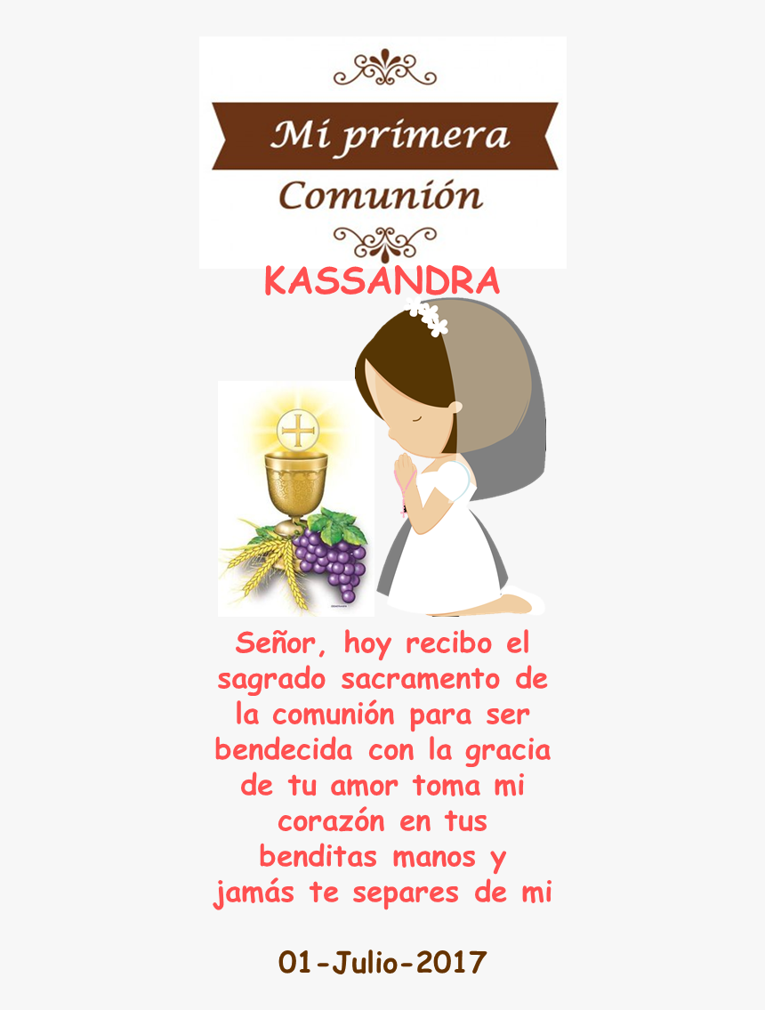Oraciones Primera Comunion Niñas First Communion, Communion - Eucaristia, HD Png Download