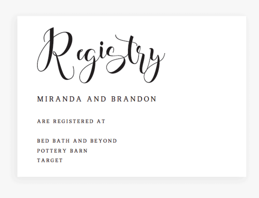 Pottery Barn Wedding Registry - Calligraphy, HD Png Download