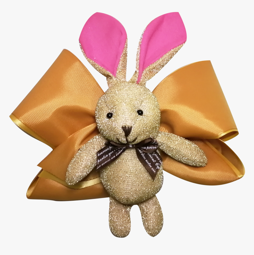 Moño Oro Con Conejito Color Dorado Brillante, HD Png Download