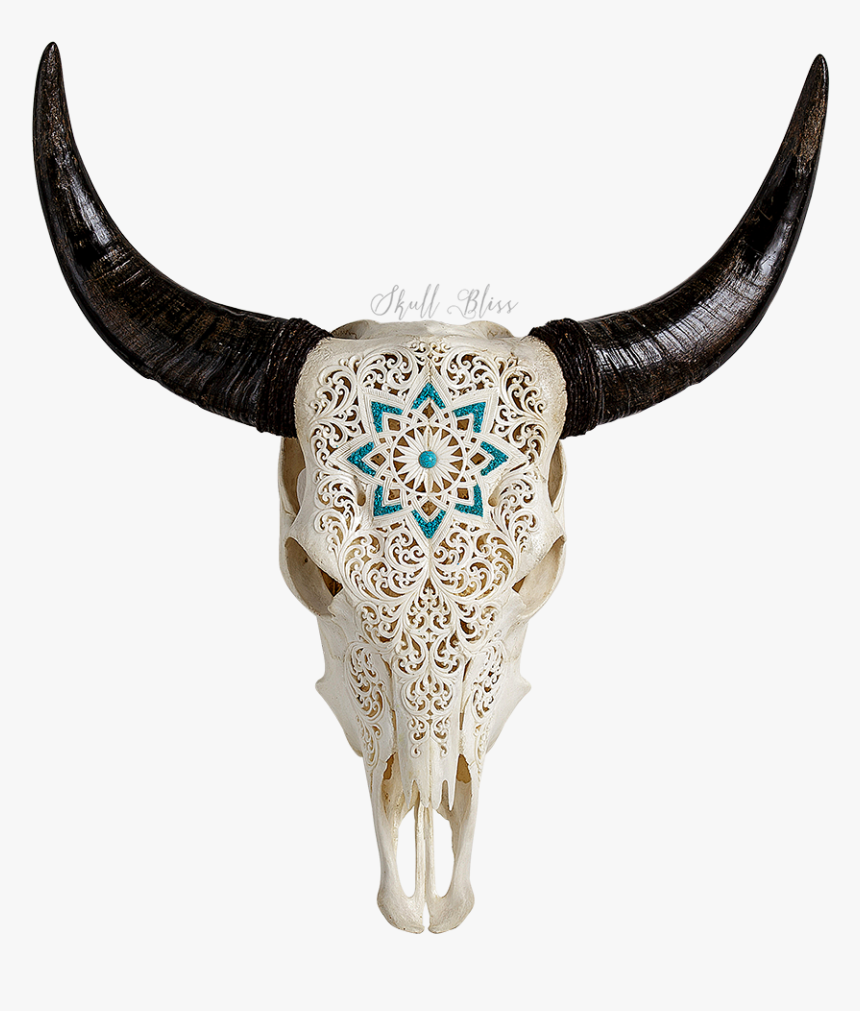 Goat Horns Png -carved Cow Skull // Xl Horns - Cow Skull Engravings, Transparent Png