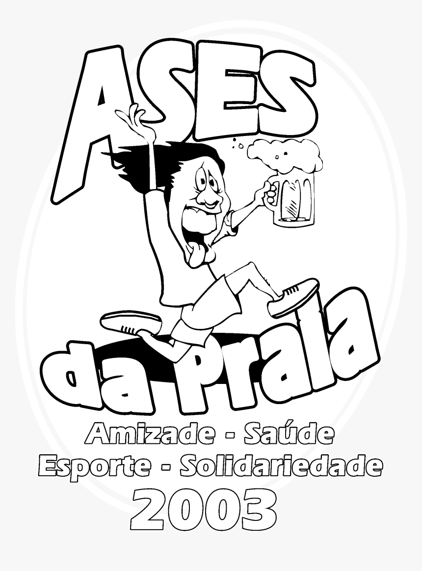 Ases Da Praia Logo Black And White - Cartoon, HD Png Download