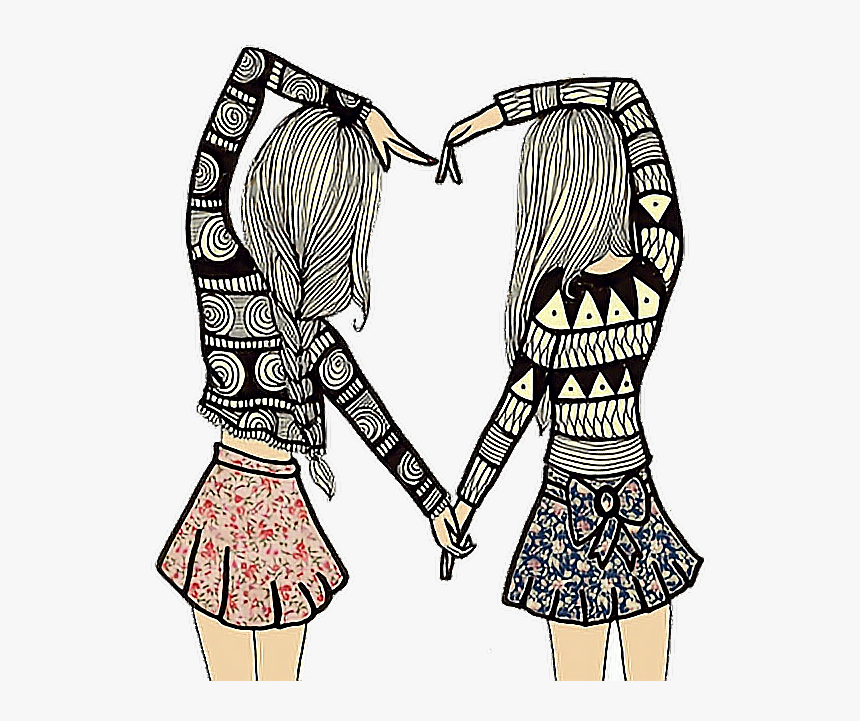 Girllove Sticker - Drawing Best Friends, HD Png Download