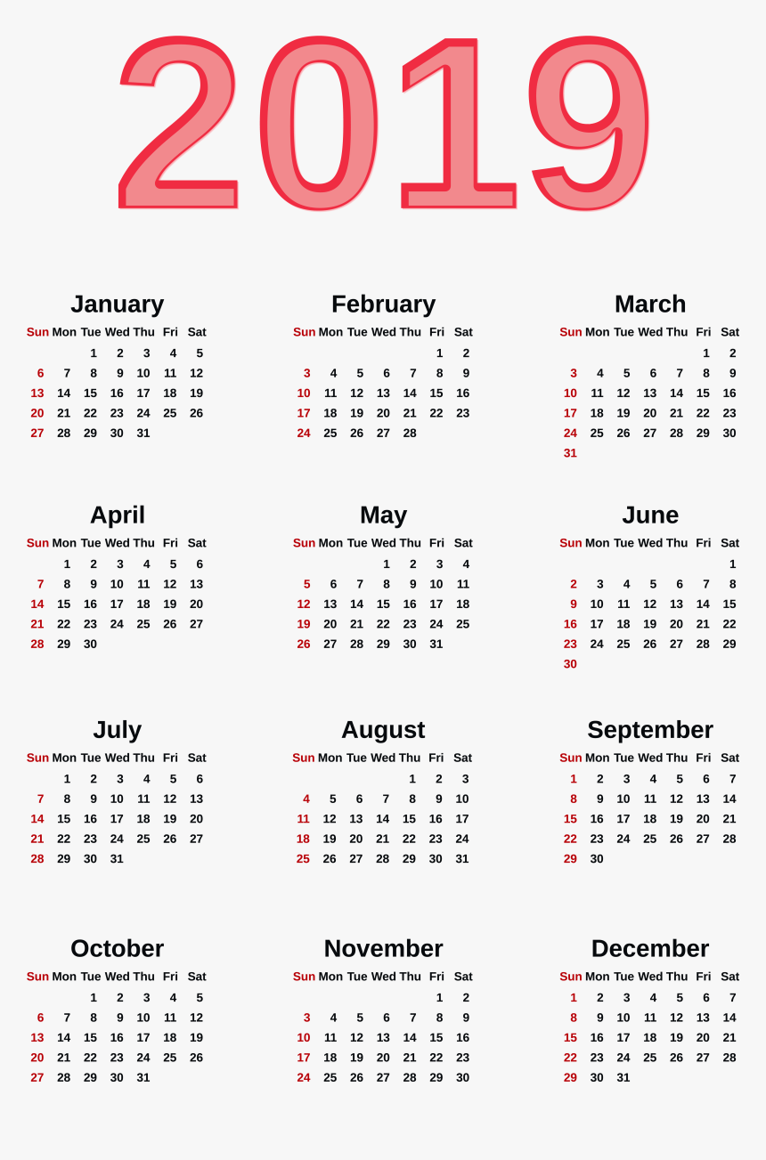 Transparent 2019 Calendar Png Image - Calendar 2020 With Weeks, Png Download