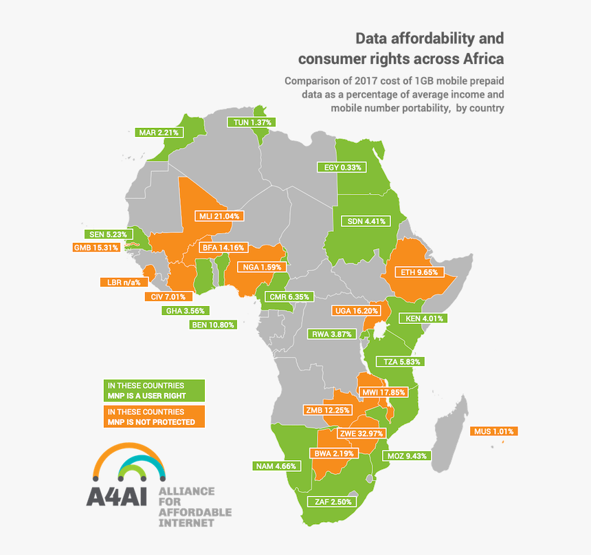Data Affordability And Consumer Rights Across Africa - Africa Map, HD Png Download