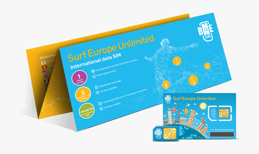 Surf Europe Unlimited Sim Card - Best Design Sim Card, HD Png Download