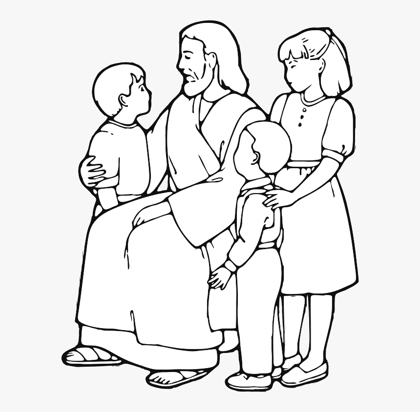 Jesus Clipart African American - Jesus With Children Clipart Black And White, HD Png Download