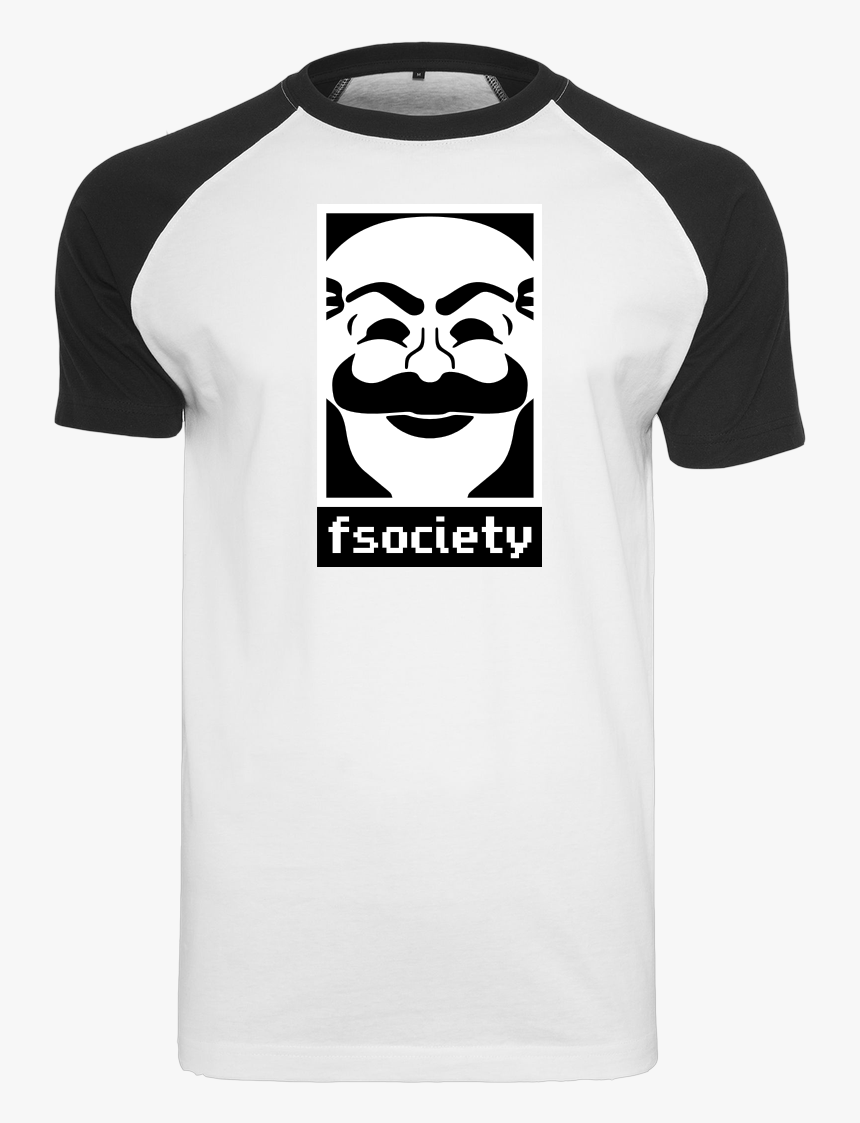 Lennart Fsociety T-shirt Raglan Tee White , Png Download - Raglan Sleeve, Transparent Png
