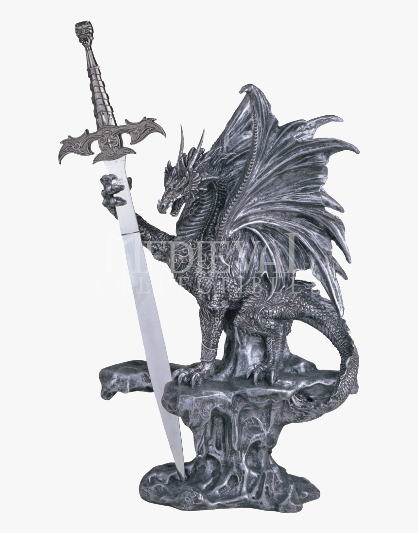 Dragon Statue With Sword, HD Png Download