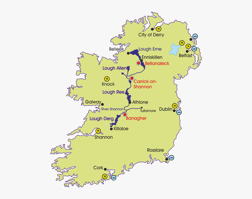 Ireland Map River Shannon On A Map, HD Png Download