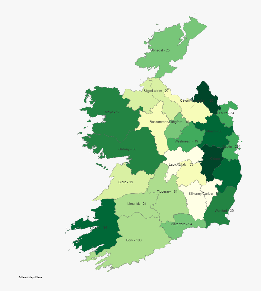 The Number Of Assaults Was Broken Down By Garda District - Map Of Ireland Template, HD Png Download