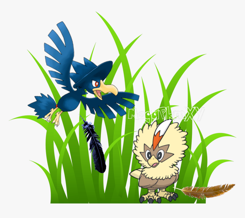 *find A Murkrow Feather In The Wild *find A Fletchling - Grass Clip Art, HD Png Download