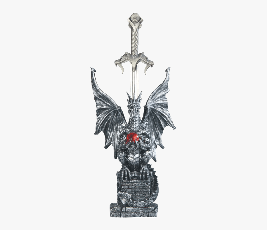 Perched Silver Dragon Letter Opener - Towel Rack, HD Png Download