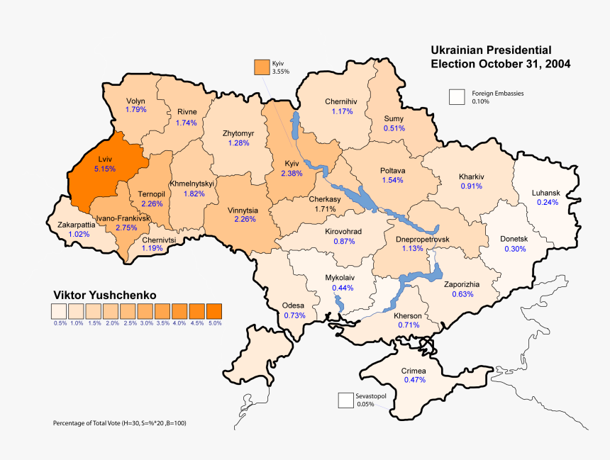 Ukraine Presidential Oct 2004 Vote - Economic Development Map In Ukraine, HD Png Download