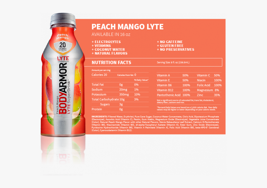 Body Armor Lyte Ingredients, HD Png Download , Transparent Png Image