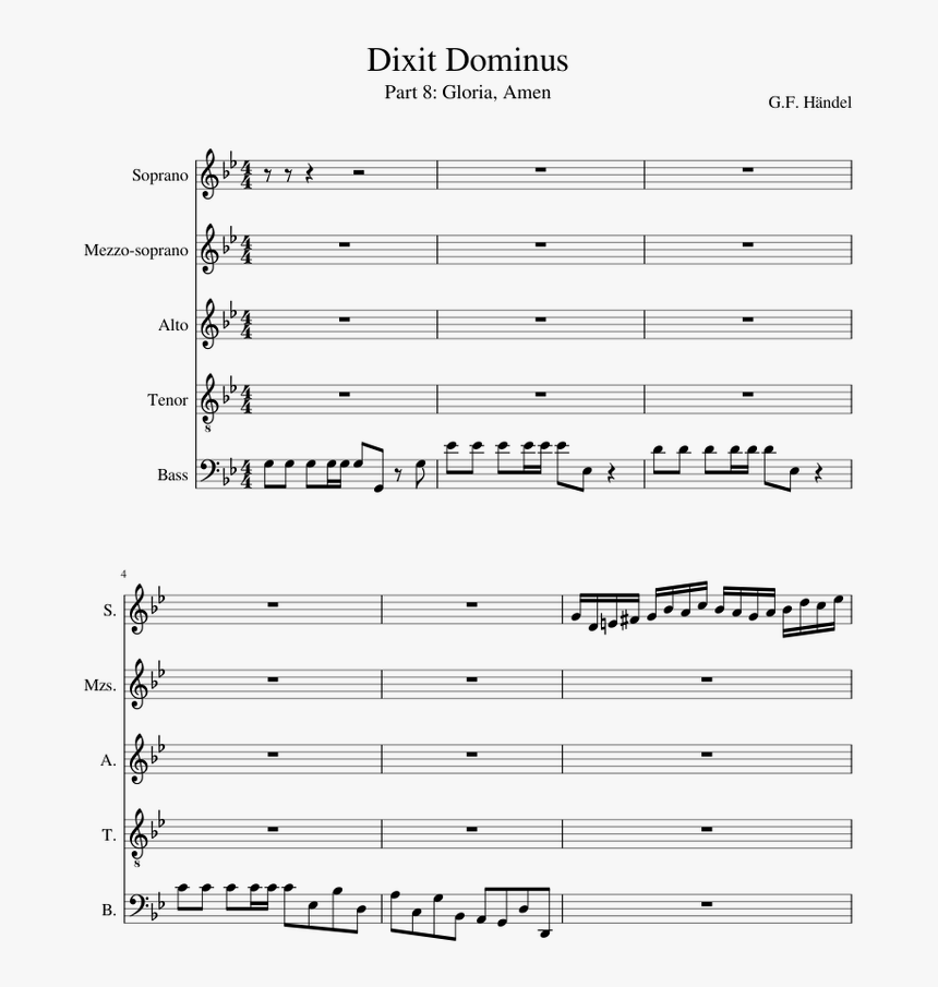 Dixit Dominus Handel Pdf, HD Png Download