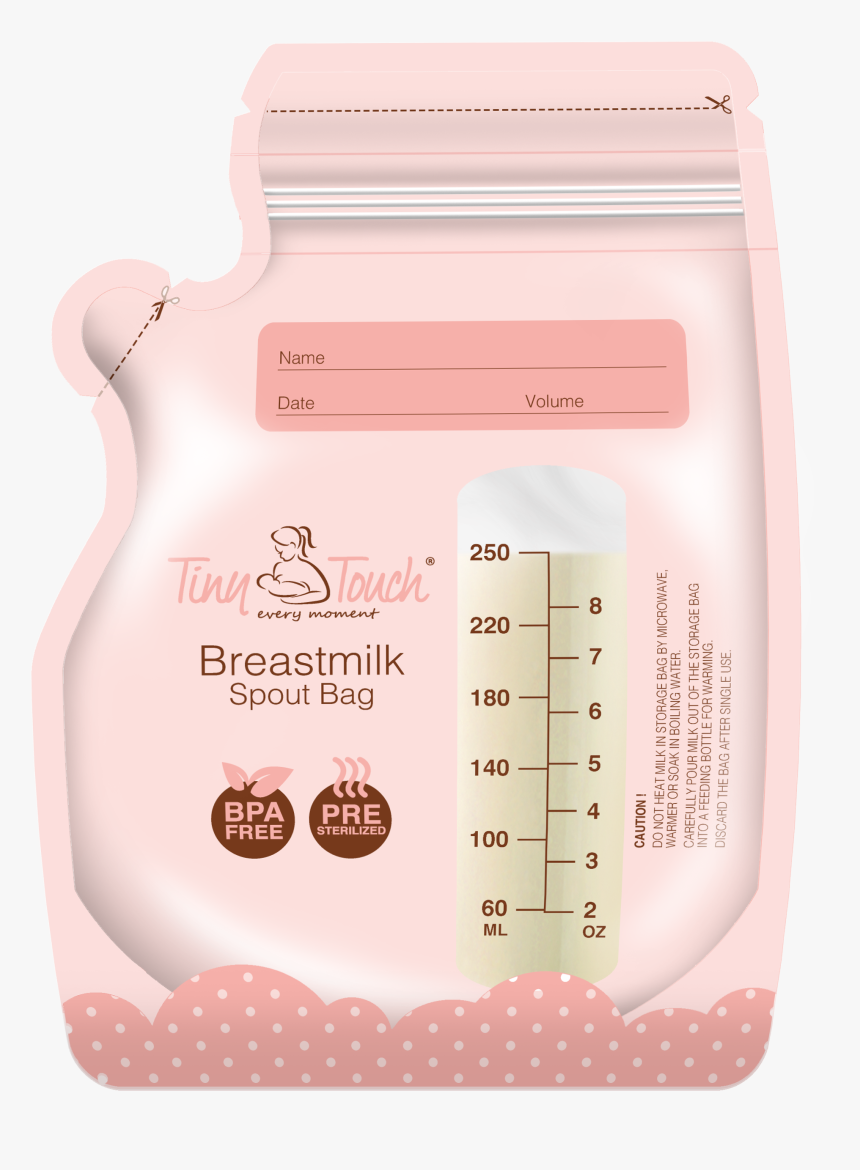 Tiny Touch Accessories Breast Milk Bag With Spout 250ml/8oz - Label, HD Png Download