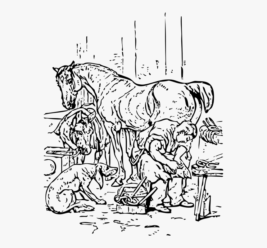 Man Shoeing A Horse Clip Art, HD Png Download
