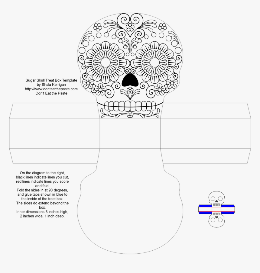 The Tabs Are A Little Over A Half Inch Wide, So It - Printable Sugar Skull Papercraft, HD Png Download
