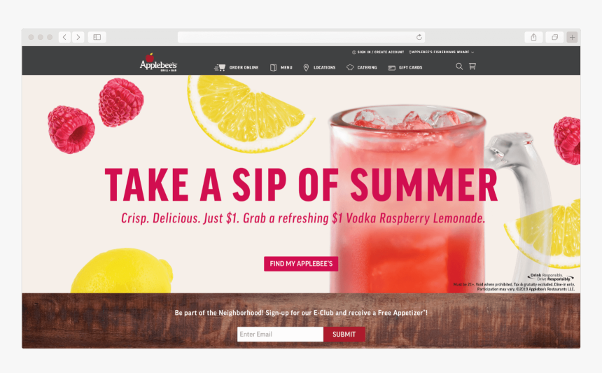 Glasses Of Lemonade On Applebee S Web Site By Arctouch - Digital Media, HD Png Download