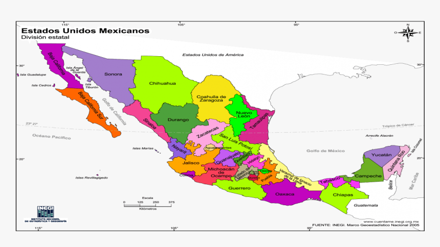 Mapa Mexico Png , Png Download - Mexico States, Transparent Png