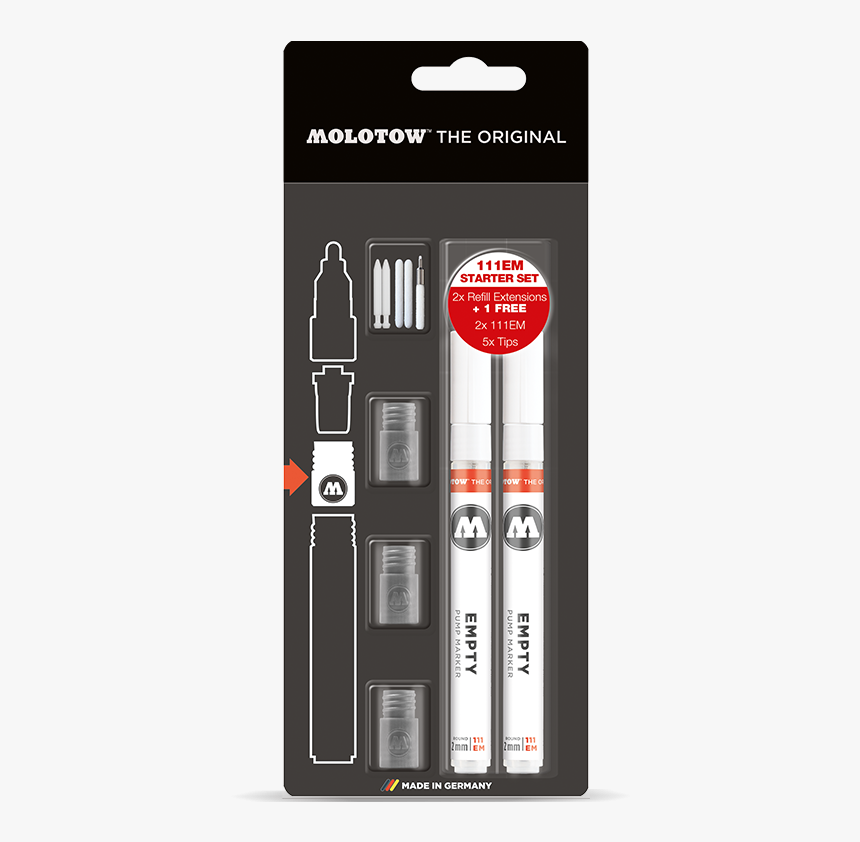 Refill Extension 111em Starter Kit 
 Title Refill Extension - Molotow Marker 411em, HD Png Download