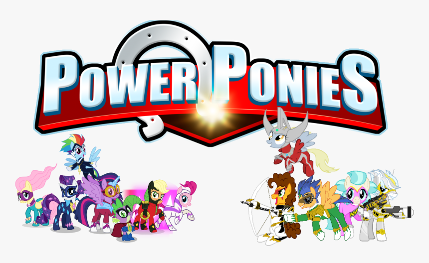 Crossover, Derpy Hooves, Double Diamond, Dragon, Fluttershy, - Power Ponies Power Rangers, HD Png Download