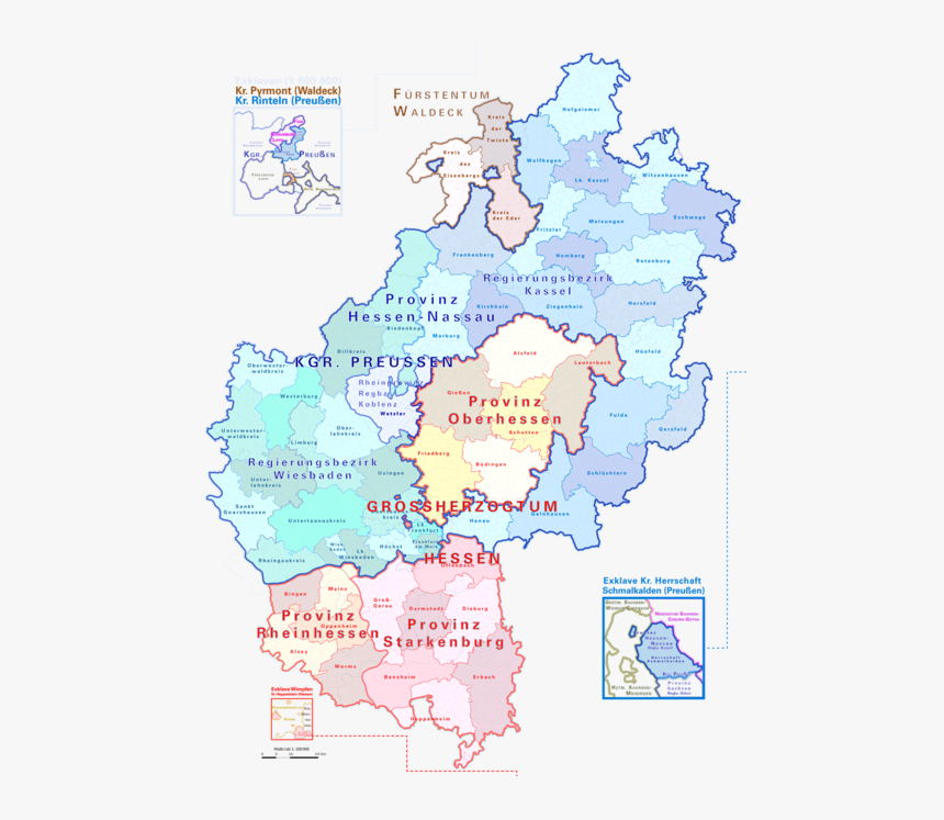 1024px-hessen 1900 - Svg - Map Of Hessen, HD Png Download