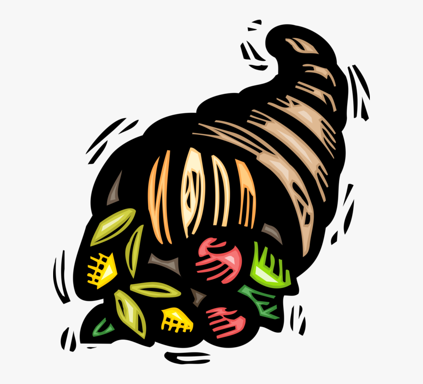 Vector Illustration Of Cornucopia Horn Of Plenty With - Illustration, HD Png Download
