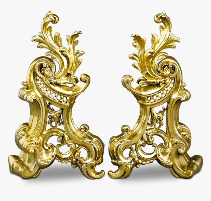 French Rococo-style Brass Andirons - Rococo Style, HD Png Download