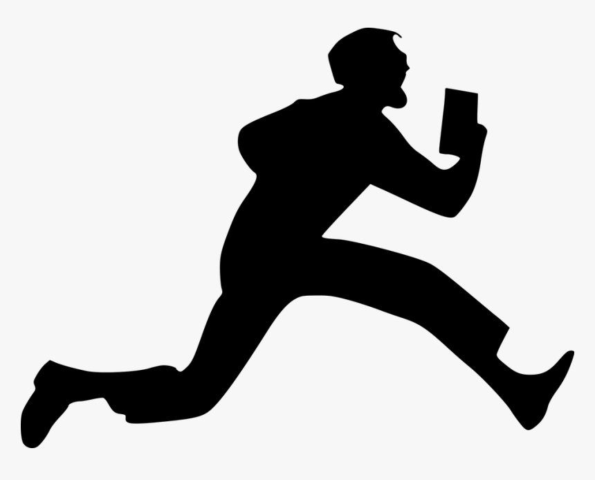 Man Running Holding Book Open Silhouette - Running Transparent Silhouette Man, HD Png Download