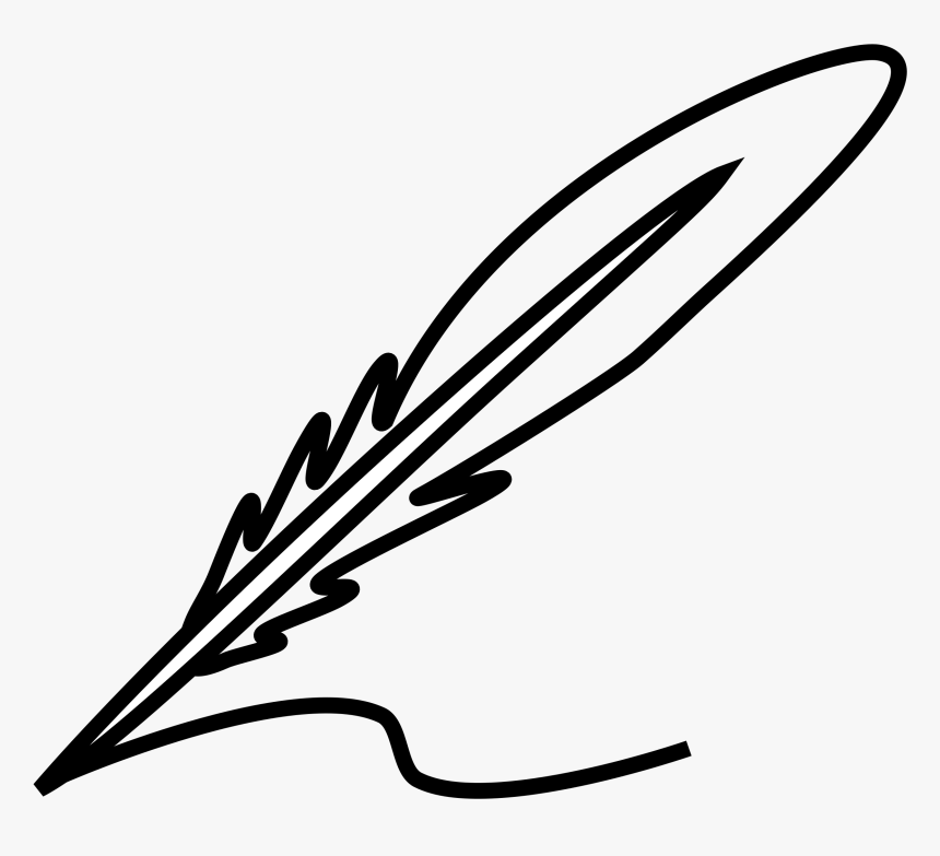 Clipart - Feather Pen Clipart Black And White, HD Png Download