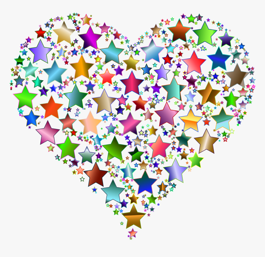 Colorful Heart Stars 9 Variation 2 No Background Clip - Colorful Heart And Star, HD Png Download