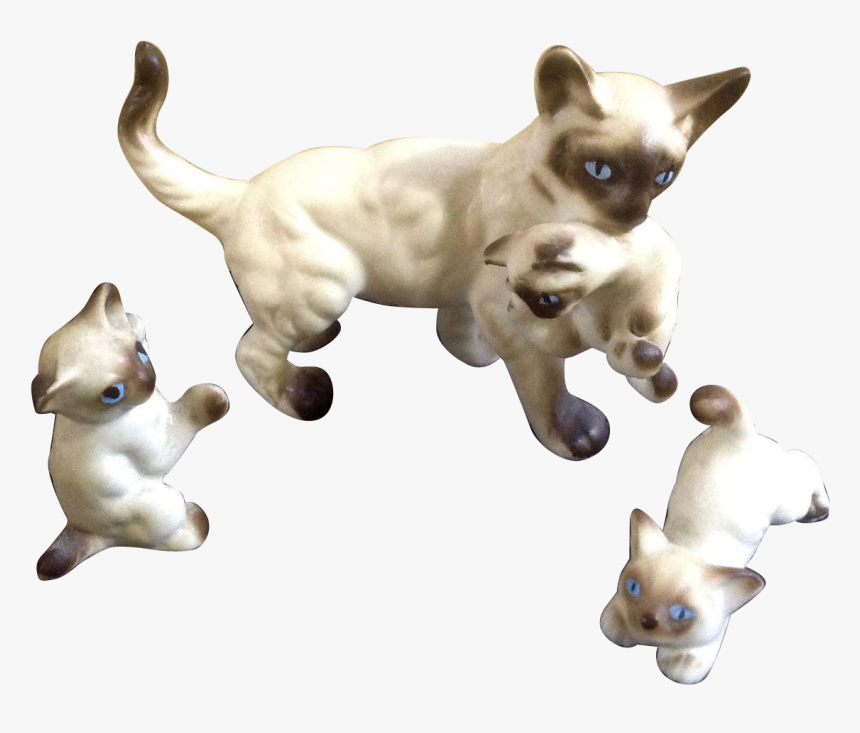 Vintage Bone China Miniatures Mother Siamese Cat And - Siamese, HD Png Download