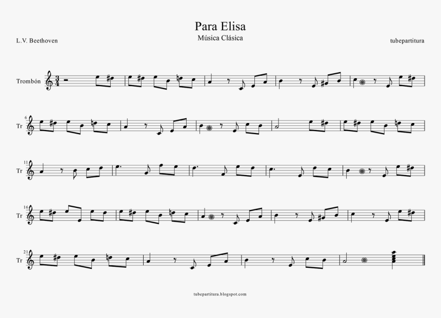 Partitura De Para Elisa En Violin, HD Png Download