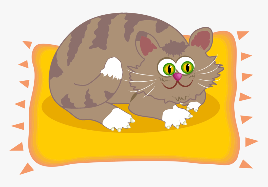 Paw,small To Medium Sized Cats,kitten - Cat On A Mat Clipart, HD Png Download