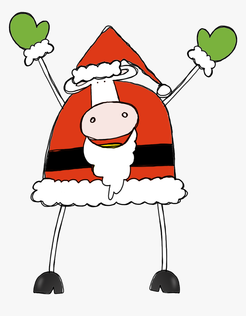 Pencil And In Color - Christmas Cow Clip Art, HD Png Download