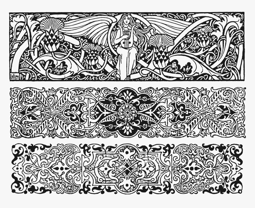 Transparent Celtic Border Png - Art Nouveau Border Pattern, Png Download
