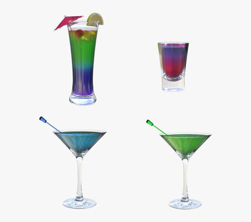 Cocktails, Drinks, Mixed, Glass, Bar, Beverage - Blue Hawaii, HD Png Download