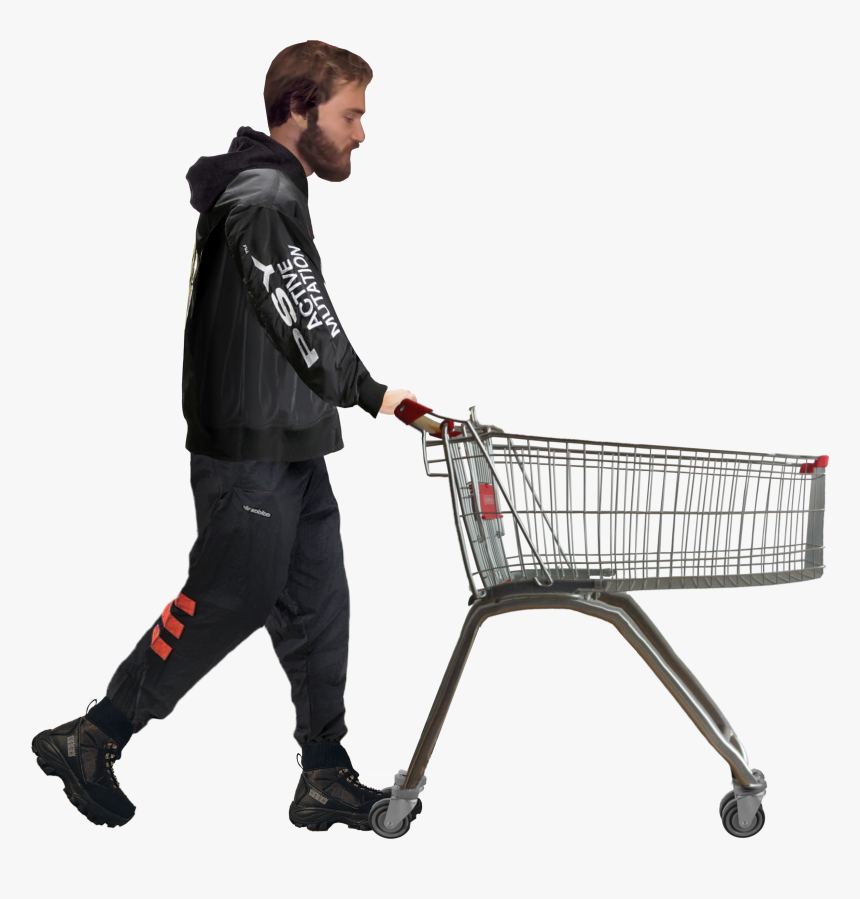 Pewdiepie With Shopping Cart, HD Png Download