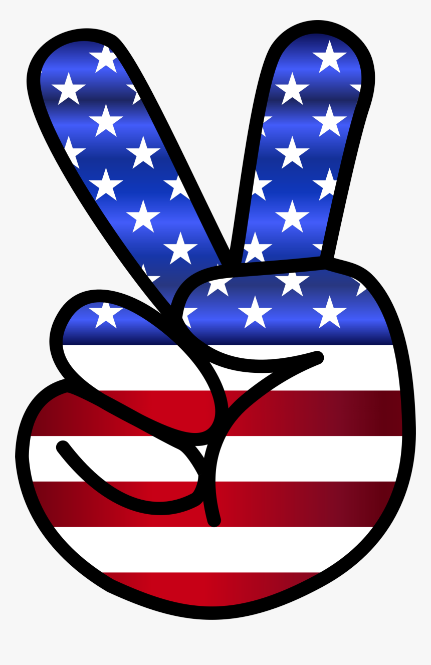 Us Flag Peace Hand Sign Clip Arts - American Flag Peace Sign Hand, HD Png Download