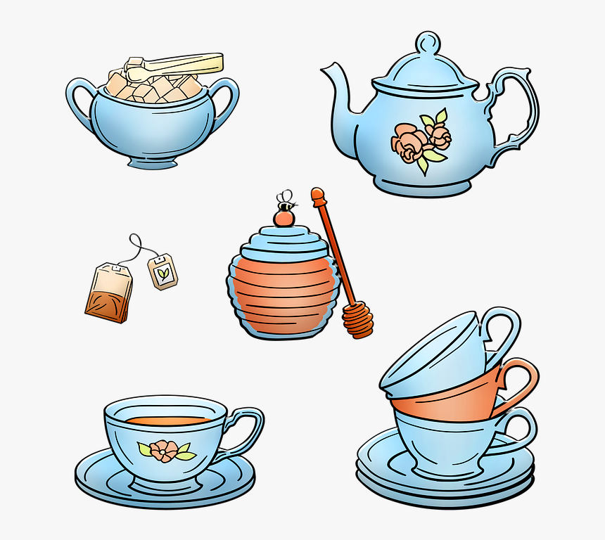 Tea Set, Tea Cup, Teapot, Honey, Tea Bag, Sugar, Coffee - Teapot, HD Png Download