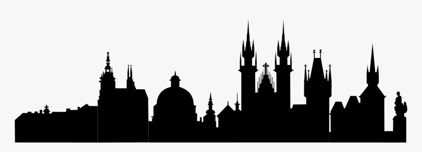 Silhouette Prague Mosque Skyline Vector Black Church - Silhouette Prague Skyline, HD Png Download