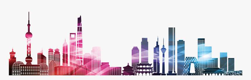 Colorful City Silhouette Png, Transparent Png