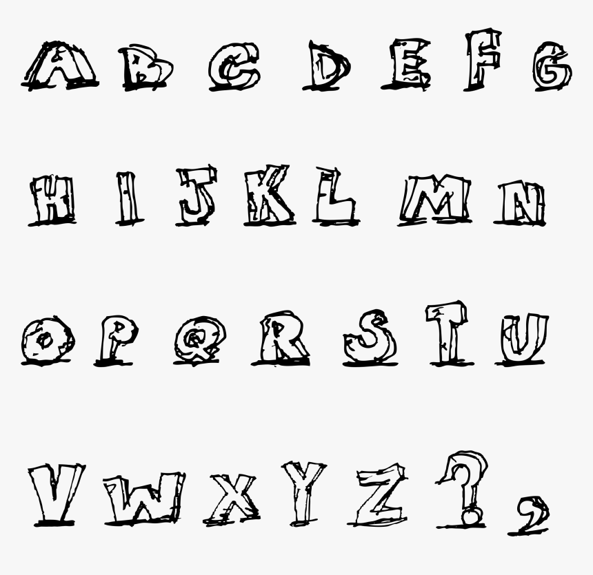 Hand Drawn Blocky Alphabet In Caps Clip Arts, HD Png Download