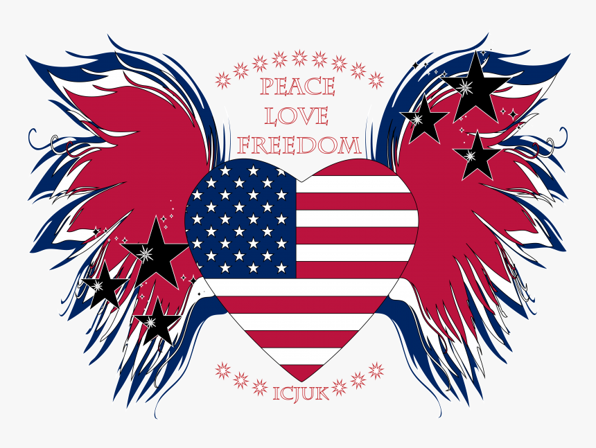 Transparent Us Flag Clip Art - Heart Usa Flag Png, Png Download